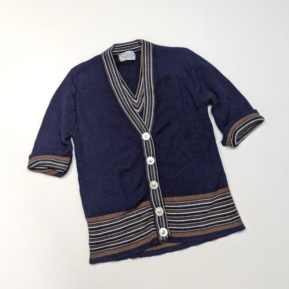 Vintage Sweater Unisex Children's Size 7 Mr. Rogers Navy 2-in-1 - Picture 1 of 3